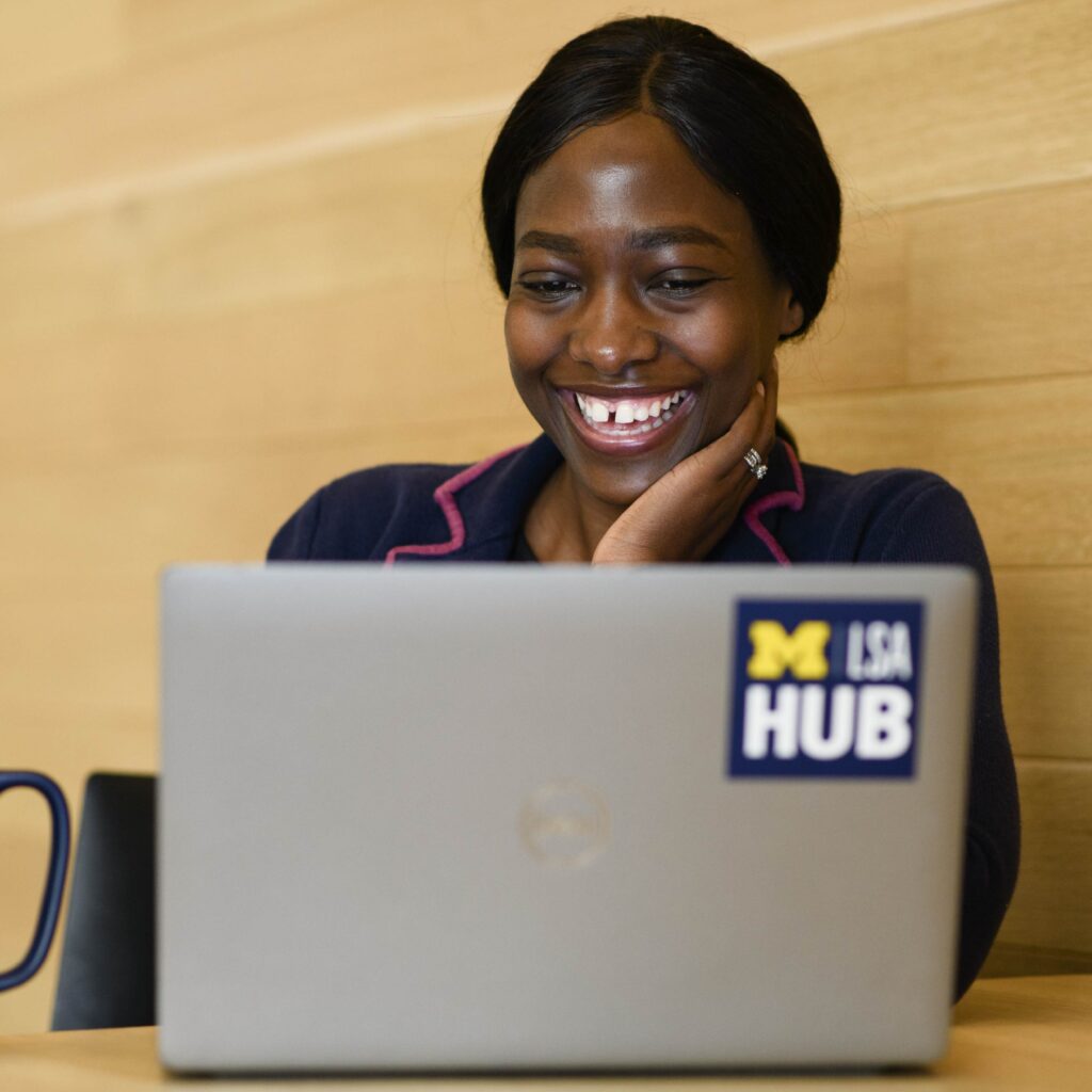 Student exploring career options on laptop